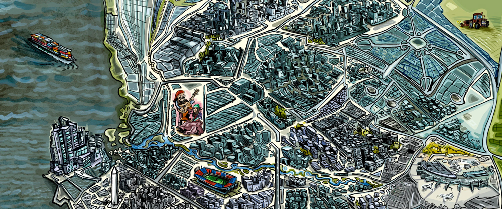 : fragmento de la ilustración de Federico Duelli para la portada de La susceptible.