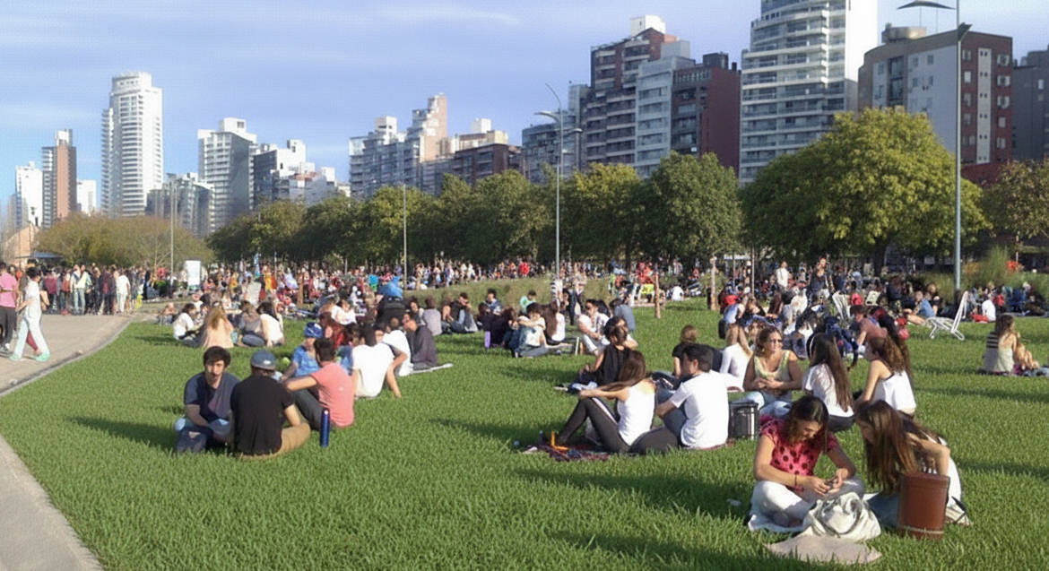 Parque de las Colectividades, Rosario. Fotografía incluida en el libro Transformación urbanística y construcción de una institucionalidad metropolitana. Rosario: 1995-2019, de Mirta Levin